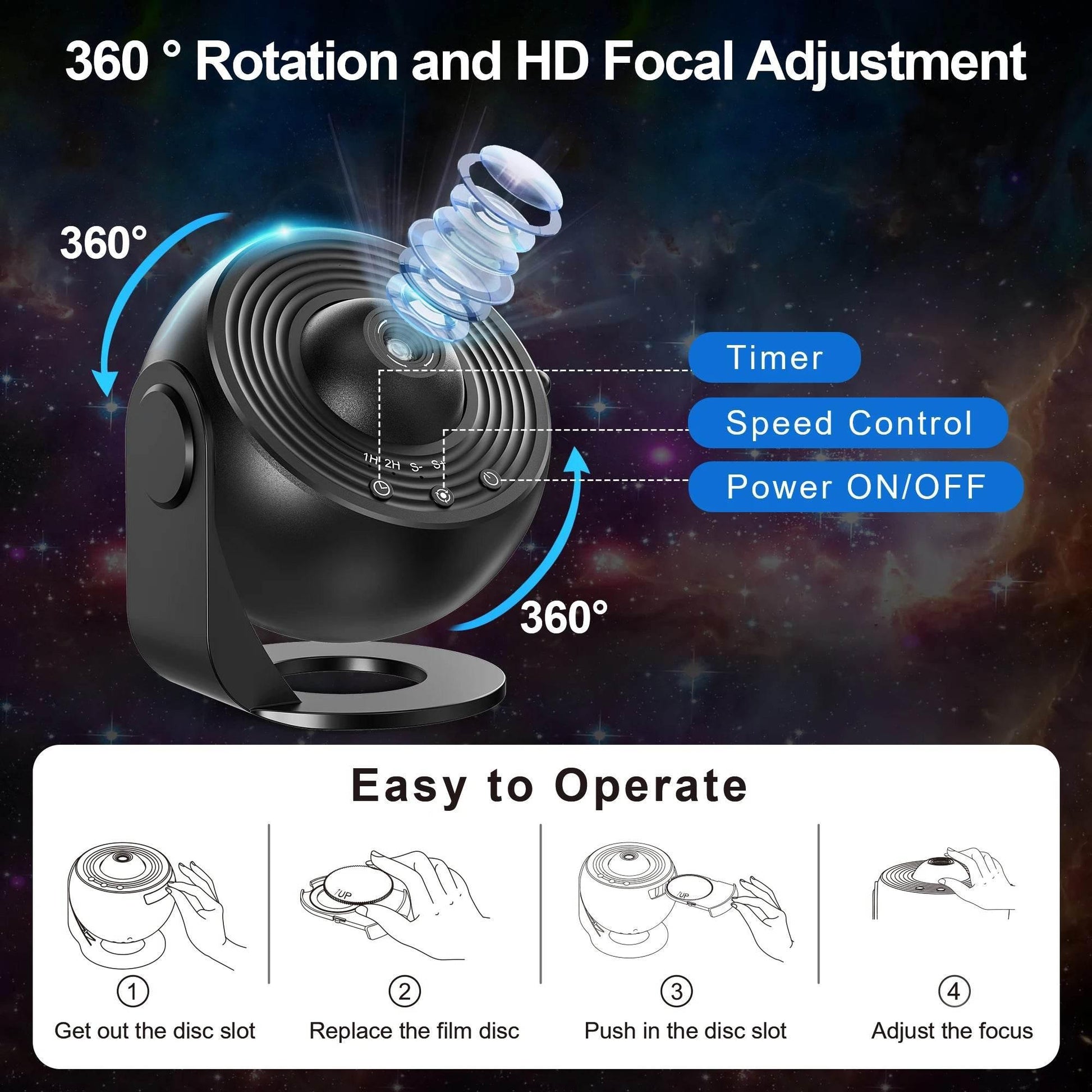 Star Projector 13 Planetarium Galaxys Projector With 360°Rotation - Dabfavshop