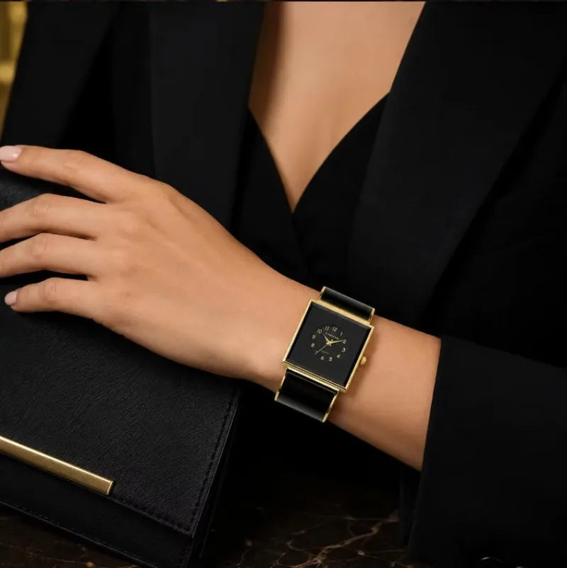 Elegant Fashion Large Square Dial Women's Bangle Watch, Luxury All-match Ladies Female Quartz Bracelet Watch Clock Gift