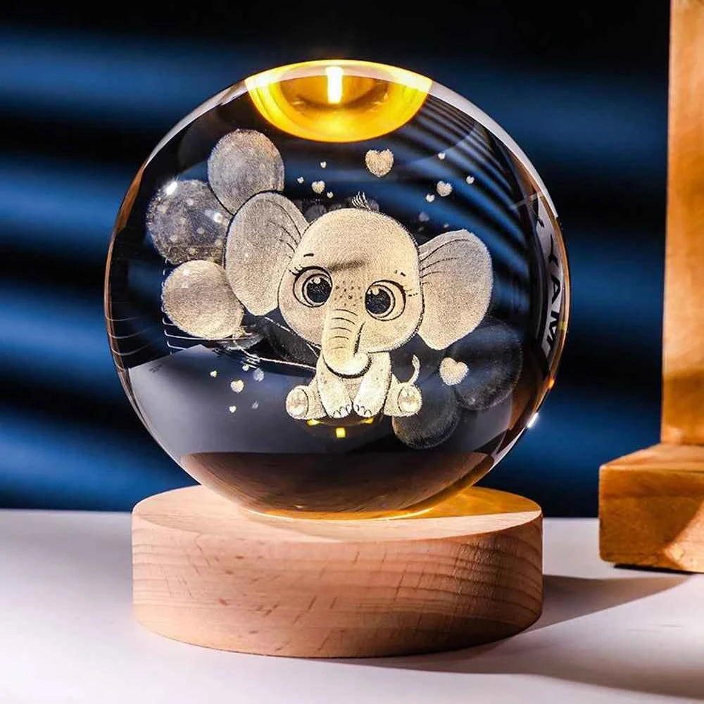 3D Crystal Ball Night Light Laser Carving