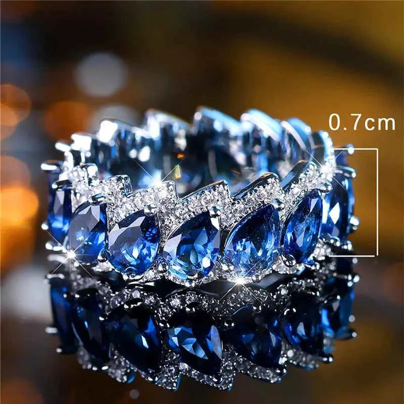 Blue Water Drop Ring