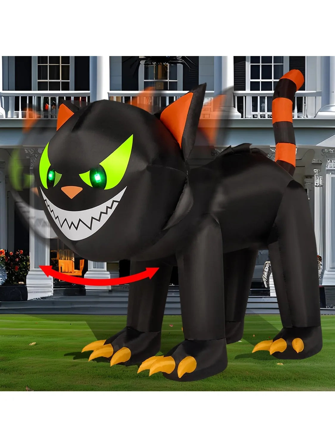 7 ft Black Cat Halloween Inflatables Outdoor Decoration Blow UpInflatable with Moving Head