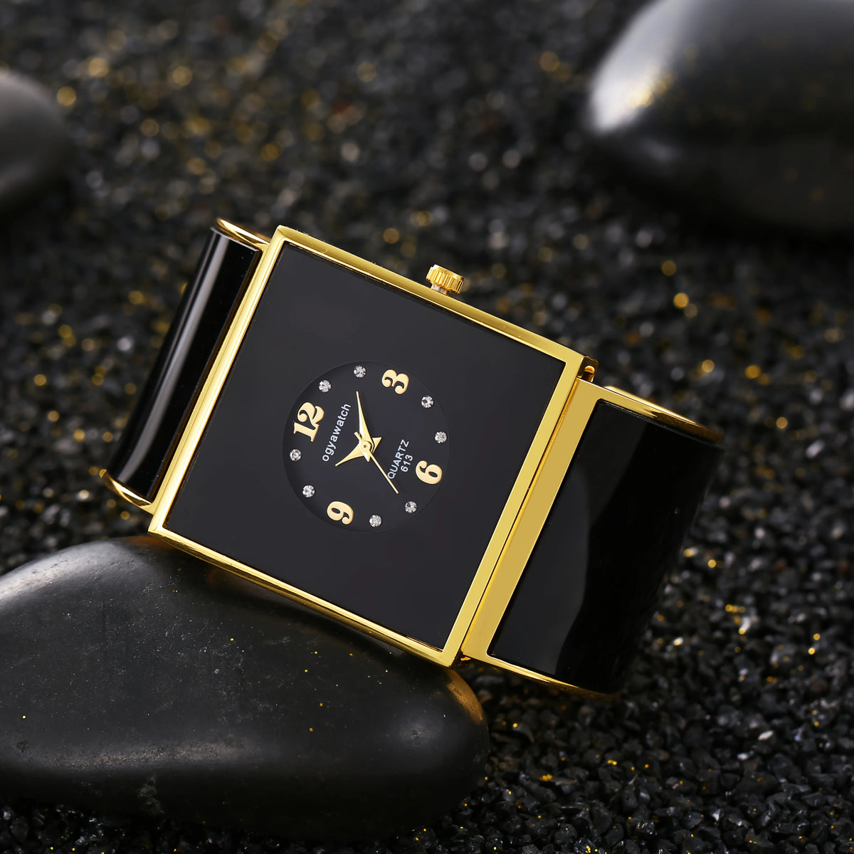 Elegant Fashion Large Square Dial Women's Bangle Watch, Luxury All-match Ladies Female Quartz Bracelet Watch Clock Gift