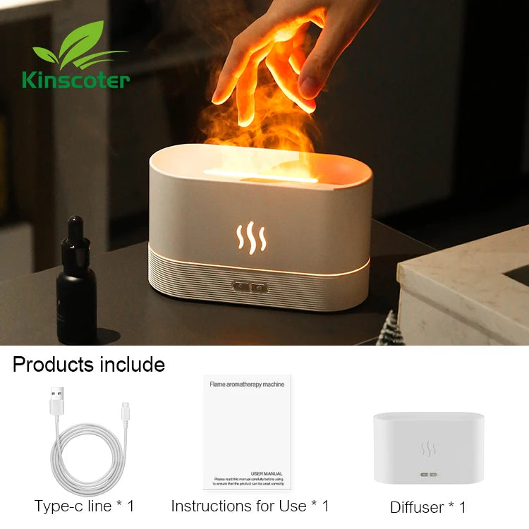 Kinscoter Aroma Diffuser Air Humidifier Ultrasonic Cool Mist Maker Fogger Led Essential Oil Flame Lamp Difusor Dabfavshop