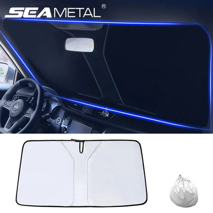 SEAMETAL Car Windshield Sun Shade Cover Front Window Sun Visor Protection Foldable Car Curtains for Summer Cooling UV Refletive Dabfavshop