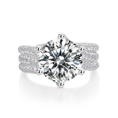 5CT Moissanite Engagement Ring S925 Silver with Round Brilliant Cut Stones and Claw Setting - Luxury Wedding or Proposal Jewelry Dabfavshop