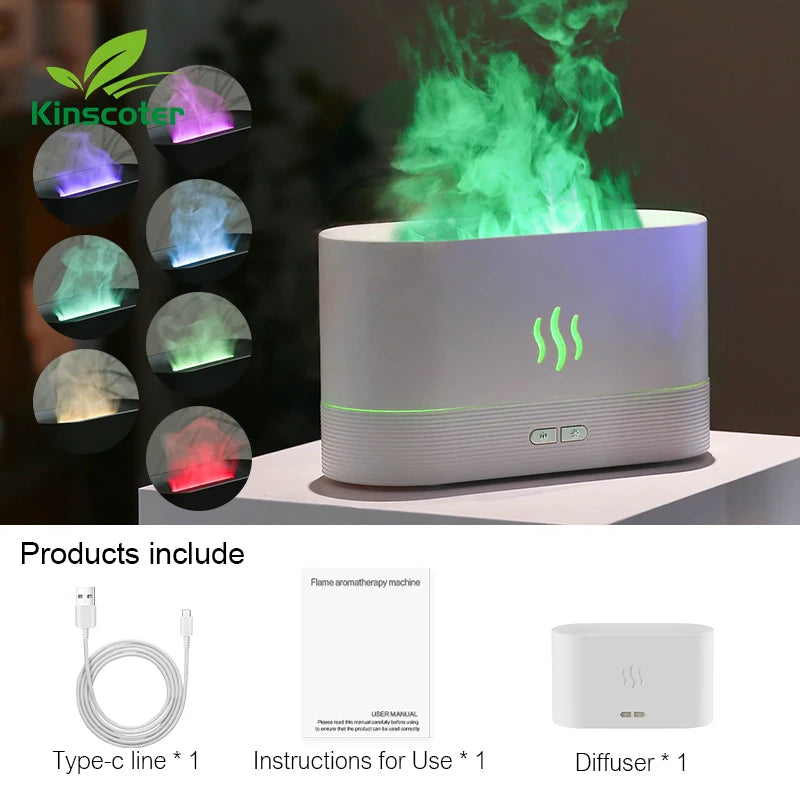 Kinscoter Aroma Diffuser Air Humidifier Ultrasonic Cool Mist Maker Fogger Led Essential Oil Flame Lamp Difusor Dabfavshop