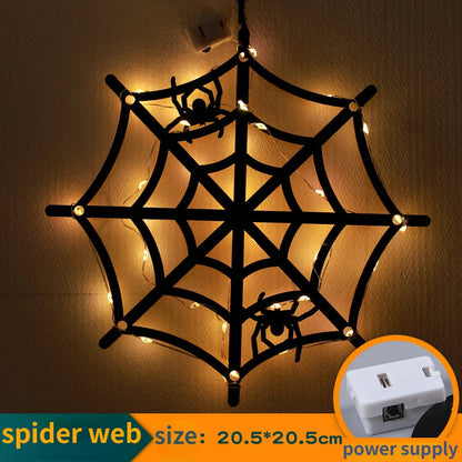 Halloween Hanging 10LED Castle Witch Ghost Spider Web Luminous Charm Indoor Outdoor Party Horror Props Decoration Dabfavshop