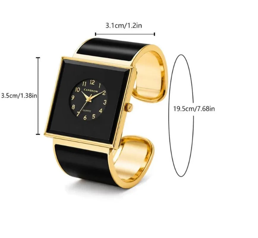 Elegant Fashion Large Square Dial Women's Bangle Watch, Luxury All-match Ladies Female Quartz Bracelet Watch Clock Gift