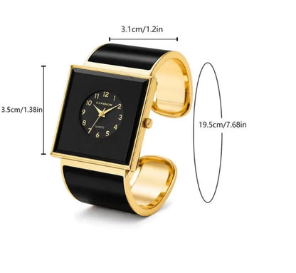 Elegant Fashion Large Square Dial Women's Bangle Watch, Luxury All-match Ladies Female Quartz Bracelet Watch Clock Gift