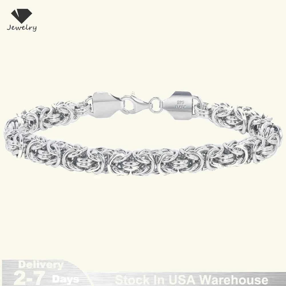 New S925 Sterling Silver Byzantine Emperor Chain Bracelet