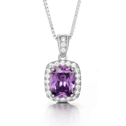 Cubic Zirconia Pendant Necklace White/Green/Purple/Pink Colors