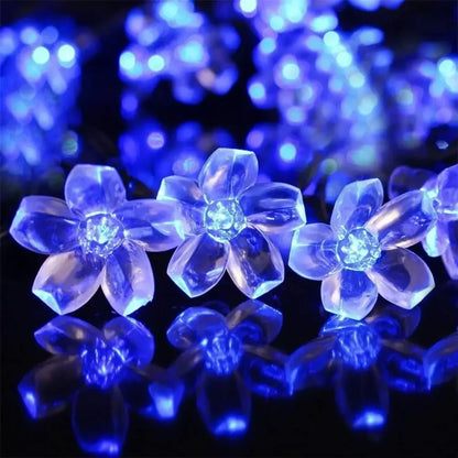 Cherry Blossom LED String Lights Outdoor Solar-Powered Flower Fairy Lights