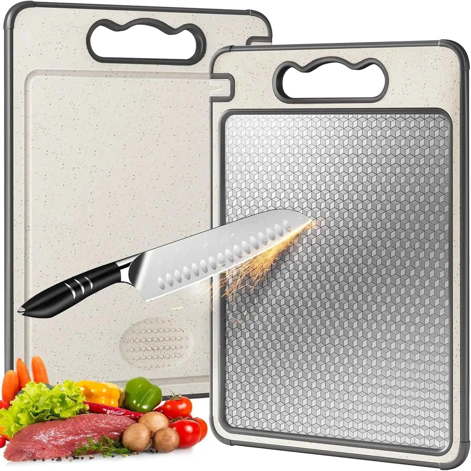 1pcs Stainless Steel Cutting Board Double Sided Chopping Board for Kitchen Scratch Resistant Anti-Slip Silicone Edges