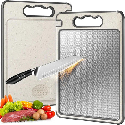 1pcs Stainless Steel Cutting Board Double Sided Chopping Board for Kitchen Scratch Resistant Anti-Slip Silicone Edges
