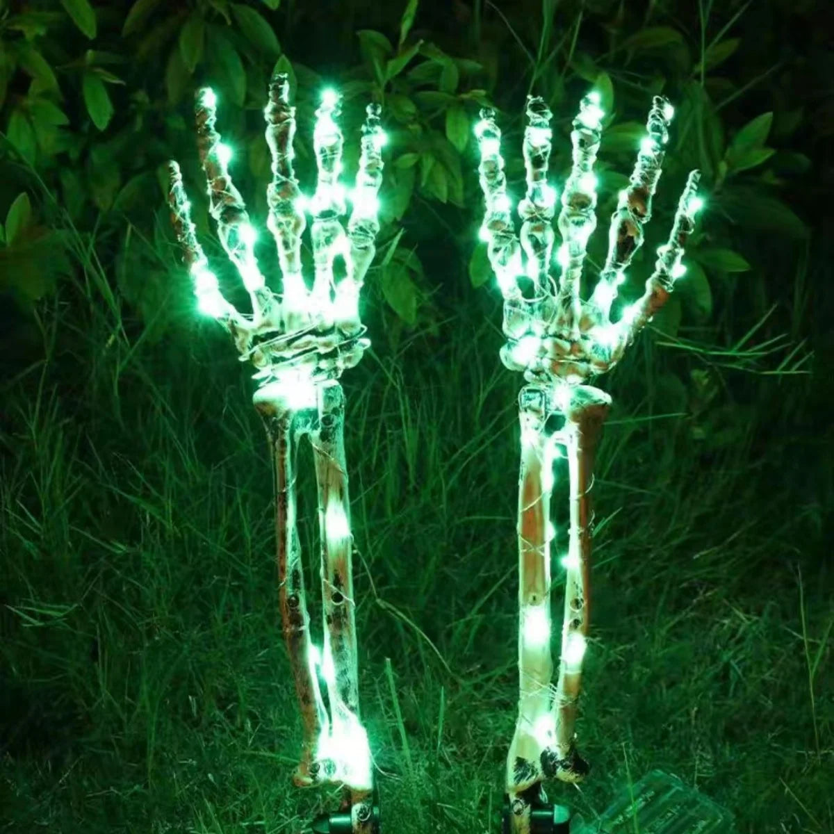 Halloween Solar Ghost Hand LED Light String, Ghost Festival Courtyard Atmosphere Decoration Light, Copper Wire Ground Plug Light Dabfavshop