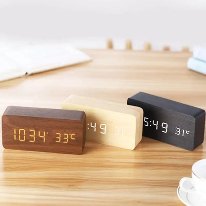 Wooden Digital Alarm Clock, LED Alarm Clock with Temperature Desk Clocks for Office,Bedside Clock Dabfavshop