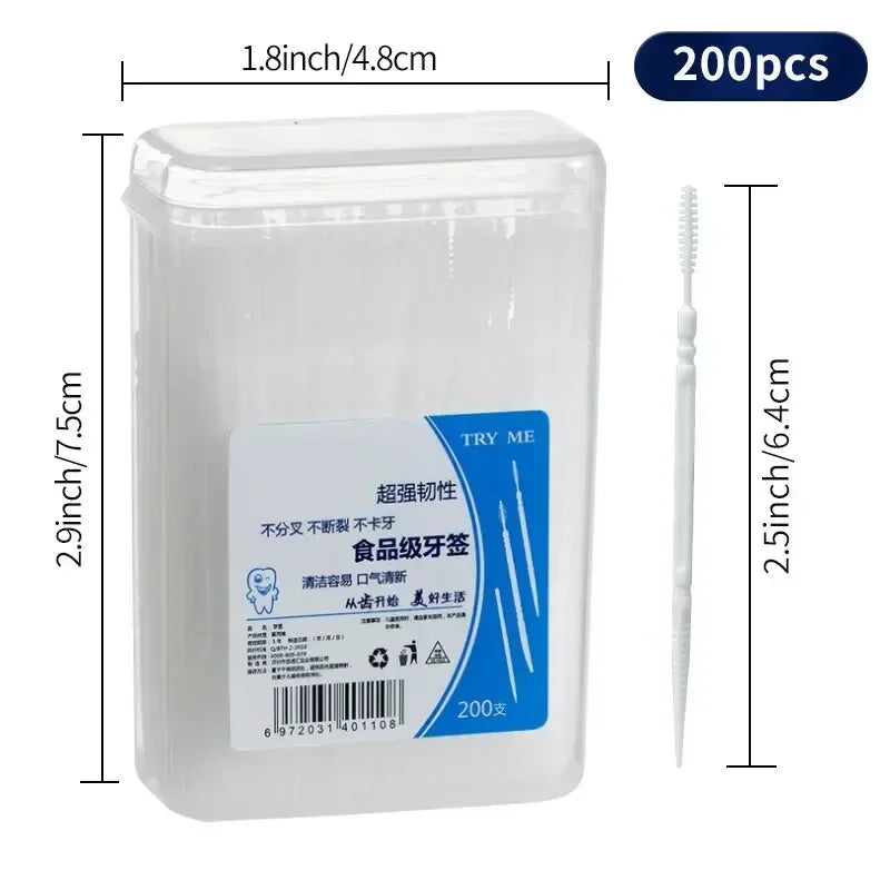 Portable Ultra Fine Toothpick Disposable Family Box Packed Pick Double Head High End Personality Creative Fruit Stick 200 Pieces Dabfavshop