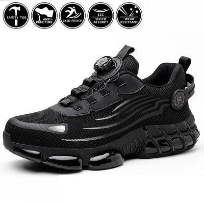 Rotating Button Steel Toe Anti-Puncture Non Slip Work Shoes Man Lightweight Breathable Safety Shoes Men's Work Shoes Boots Dabfavshop