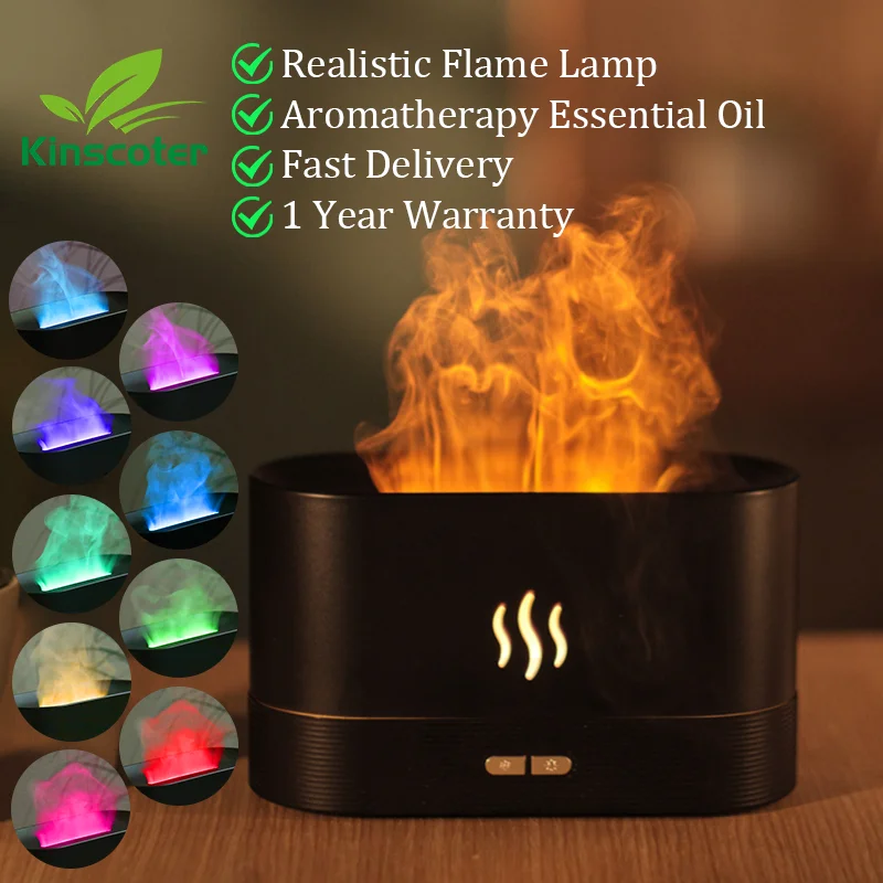 Kinscoter Aroma Diffuser Air Humidifier Ultrasonic Cool Mist Maker Fogger Led Essential Oil Flame Lamp Difusor Dabfavshop