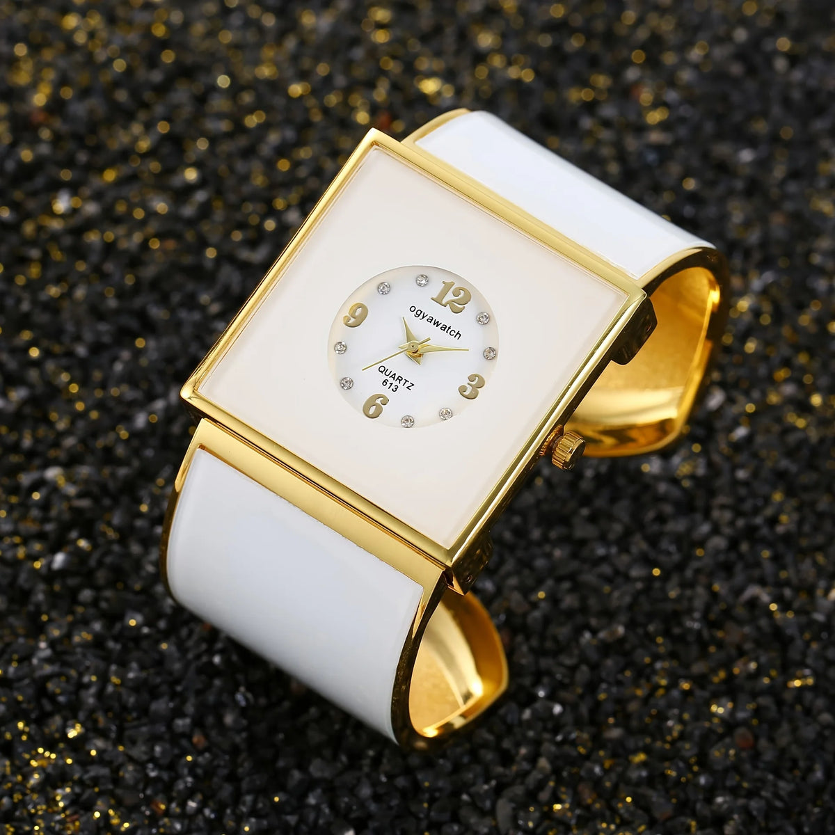 Elegant Fashion Large Square Dial Women's Bangle Watch, Luxury All-match Ladies Female Quartz Bracelet Watch Clock Gift