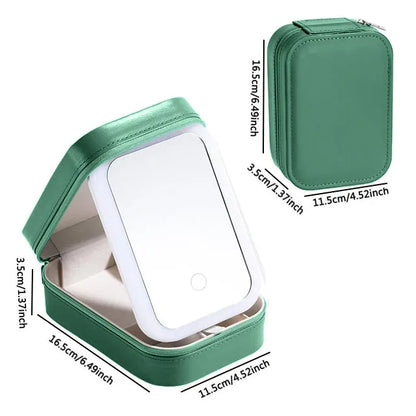 New LED Lighted Cosmetic Case With Mirror PU Leather Portable Travel Makeup Storage Bags Waterproof Travel Makeup Bag