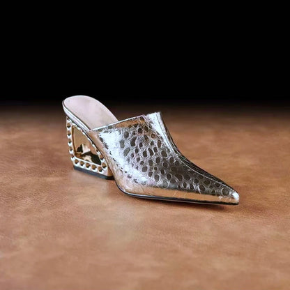Women's Genuine Leather Leopard Print Cowhide High-Heeled Wedge