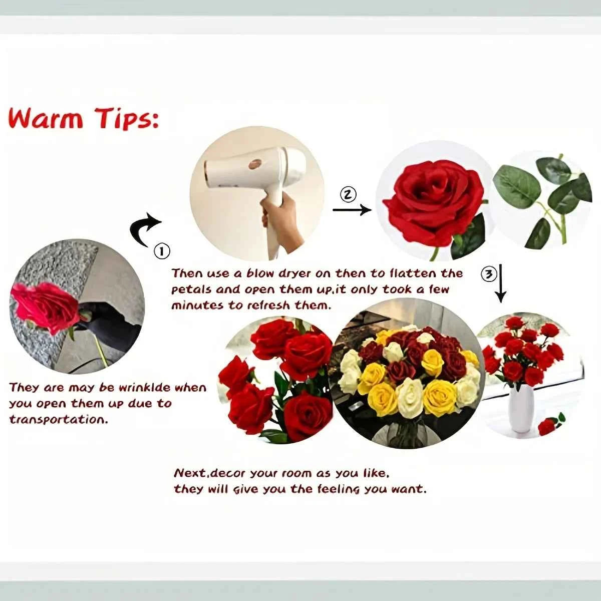 Realistic Artificial Rose Bouquet 12pcs
