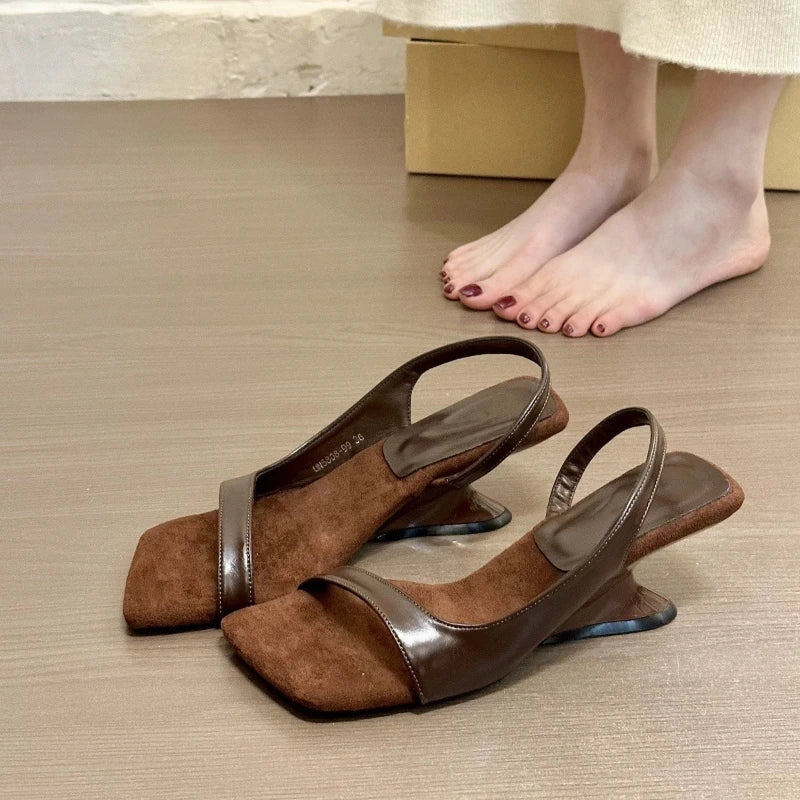 Leopard Print Roman Sandals Elegant Women's Shoes