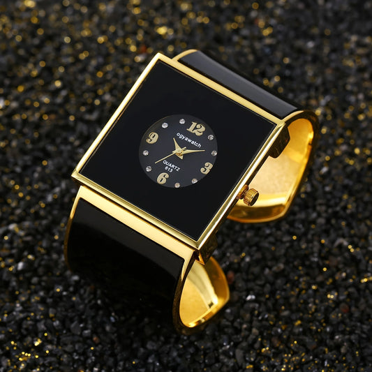 Elegant Fashion Large Square Dial Women's Bangle Watch, Luxury All-match Ladies Female Quartz Bracelet Watch Clock Gift