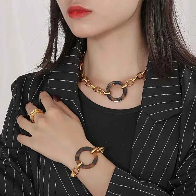 Punk Chunky Gold Jewelry Set