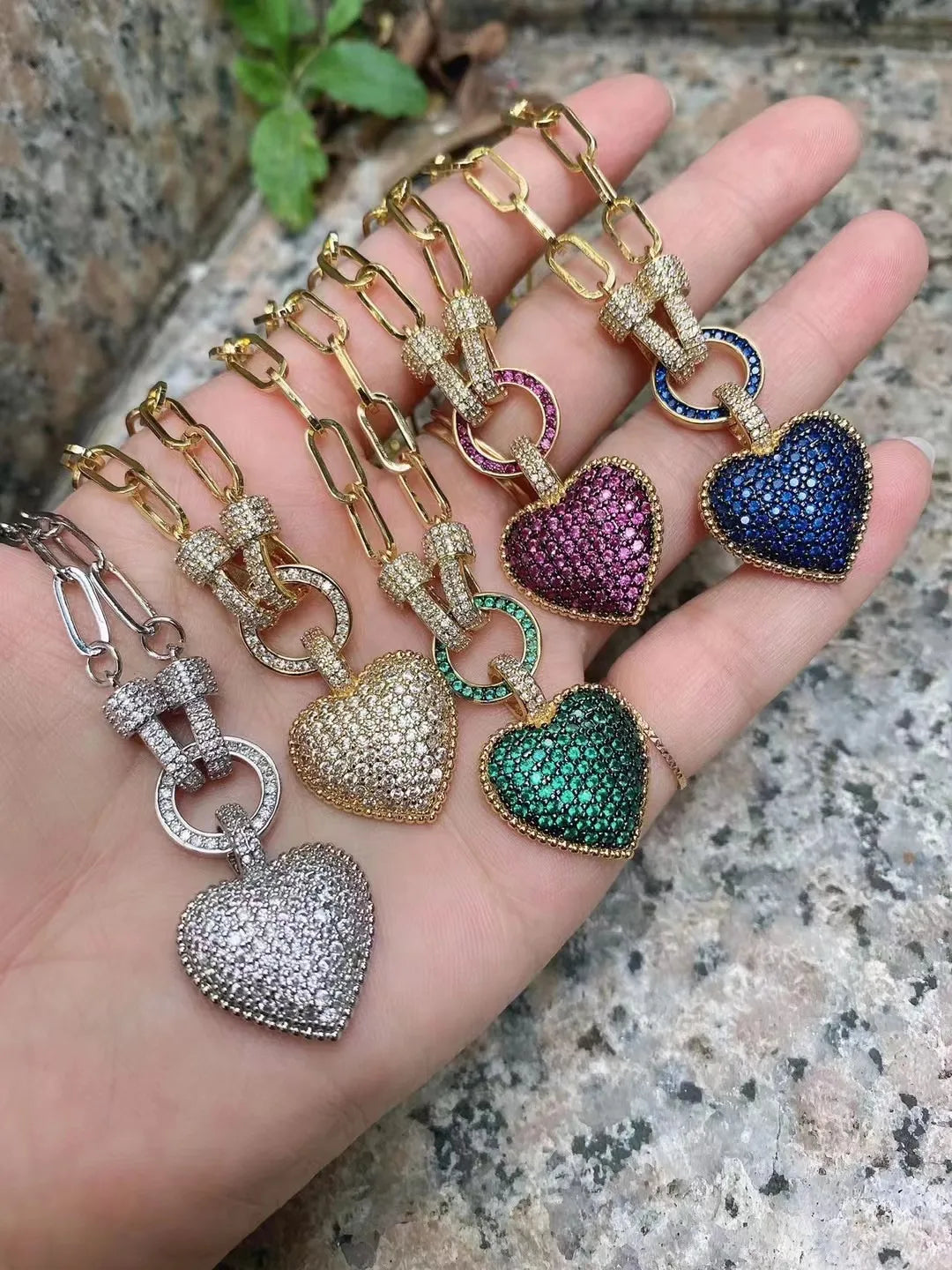 Heart Necklace, Gold Silver Color Chunky Chain Necklace Trendy Jewelry