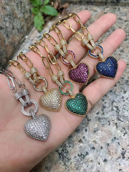 Heart Necklace, Gold Silver Color Chunky Chain Necklace Trendy Jewelry