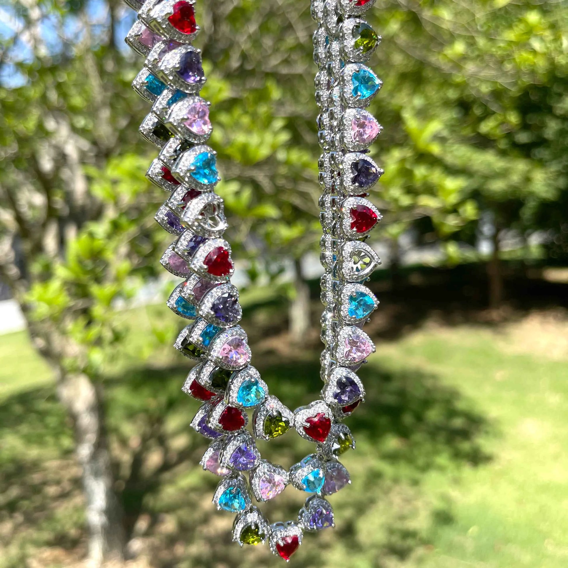 Bubble Letter Colorful Clustered Tennis Chains for Women Necklace Choker
