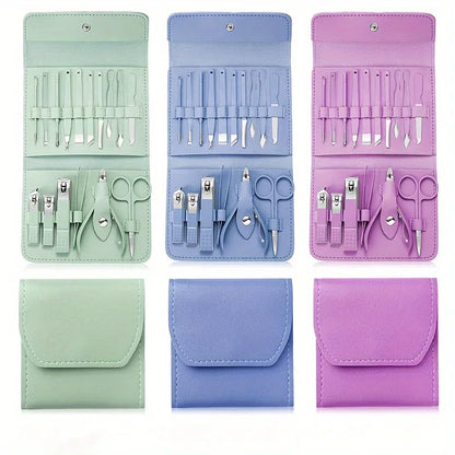 16pcs Professional Nail Clippers and Cuticle Nippers Set with Travel Case