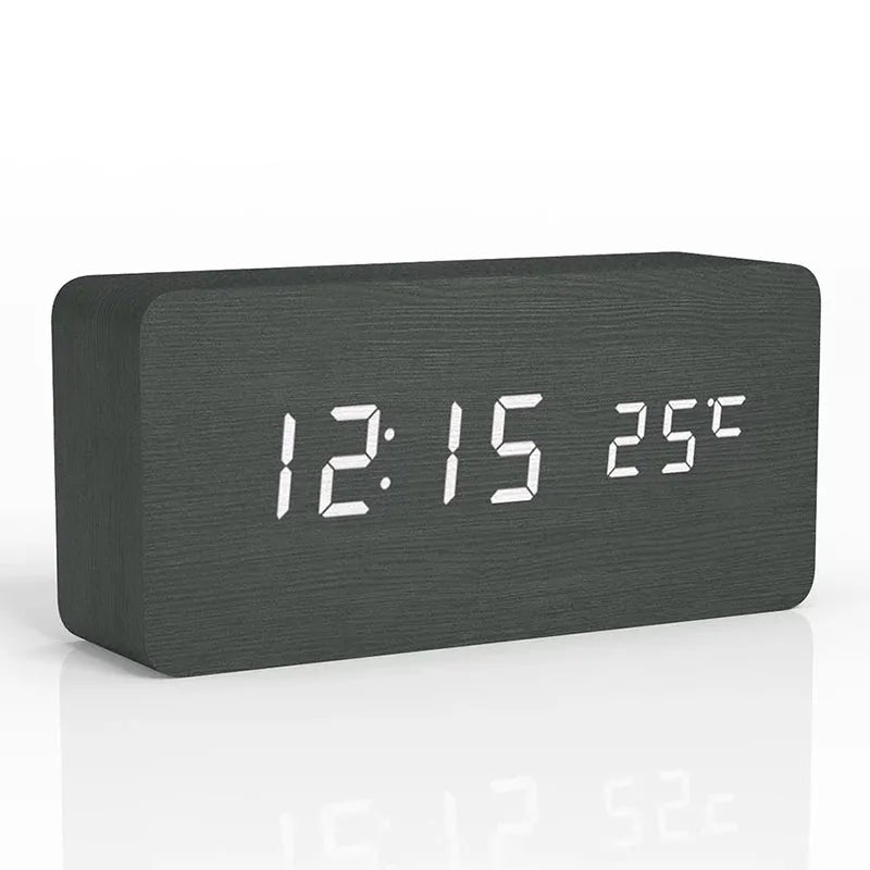 Wooden Digital Alarm Clock, LED Alarm Clock with Temperature Desk Clocks for Office,Bedside Clock Dabfavshop