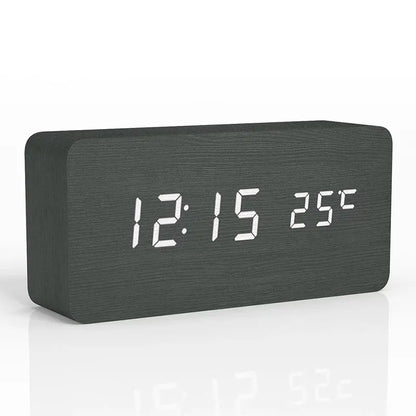 Wooden Digital Alarm Clock, LED Alarm Clock with Temperature Desk Clocks for Office,Bedside Clock Dabfavshop