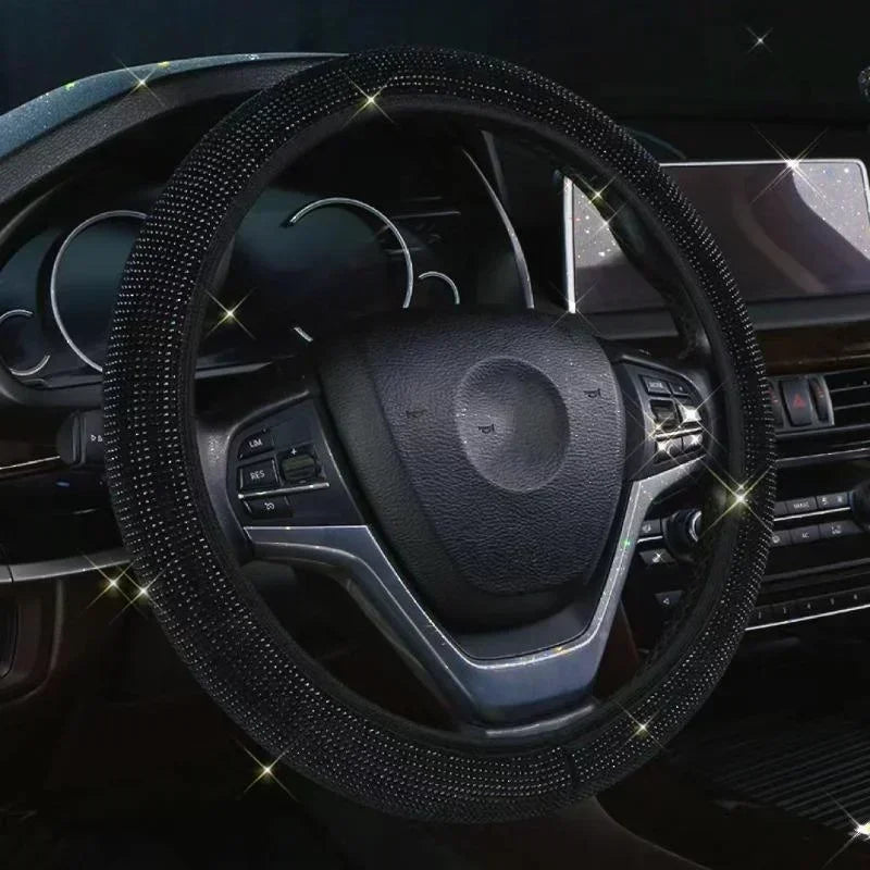 37/38cm Car Steering Wheel Cover Universal Bling Diamond Rhinestones Elasticity Interior Car Accessories