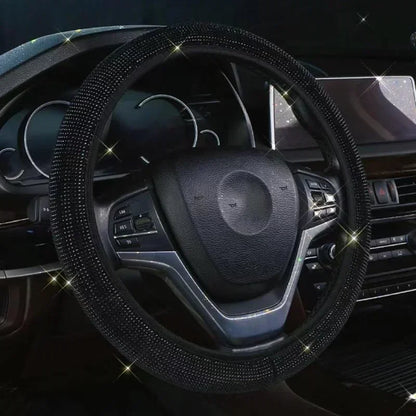 37/38cm Car Steering Wheel Cover Universal Bling Diamond Rhinestones Elasticity Interior Car Accessories