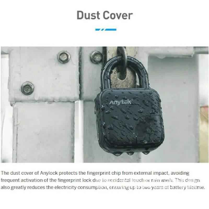 Waterproof fingerprint padlock with a dust cover to protect against rain and accidental touch
