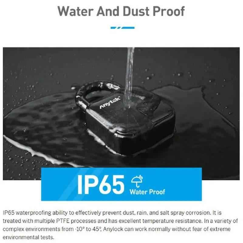 Waterproof fingerprint padlock designed to withstand rain and dust with an IP65 rating