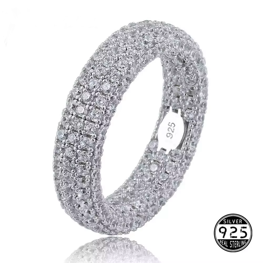 925 Sterling Silver Ring Full Iced Out Cubic Zirconia