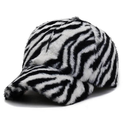 Leopard Print Fleece Baseball Cap - Winter Style - Dabfavshop