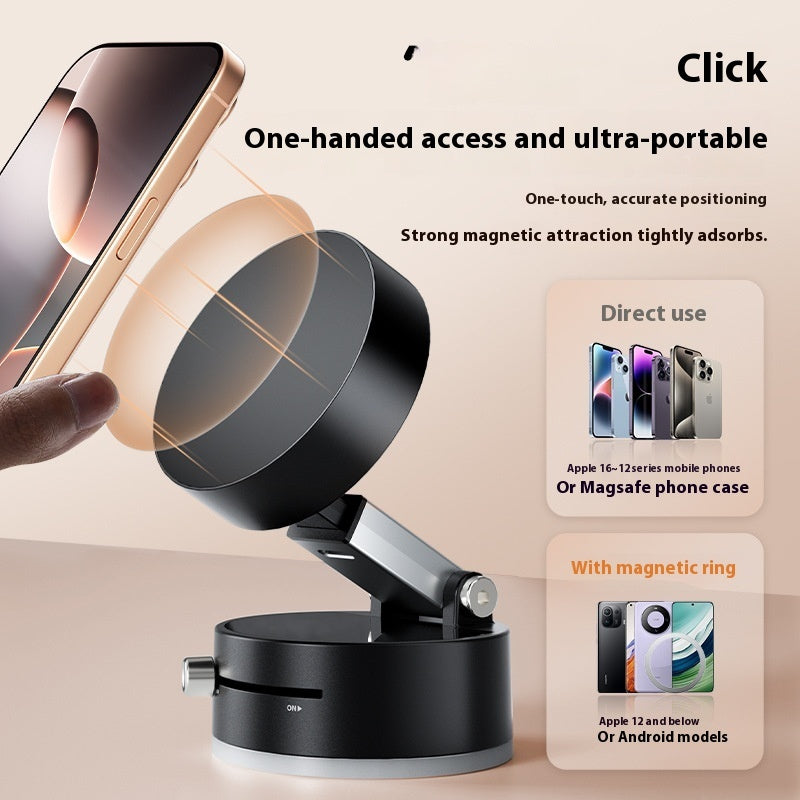 Foldable Magnetic Vacuum Car Phone Holder Foldable Suction Cup With Suction Cup Hands-Free Navigation For Smart Phone - Dabfavshop