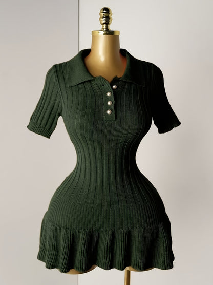 [Sexy Minimalist] Short Sleeve Sweater Dress