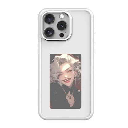 Stylish E Ink iPhone case featuring a vintage portrait for trendy smartphone protection