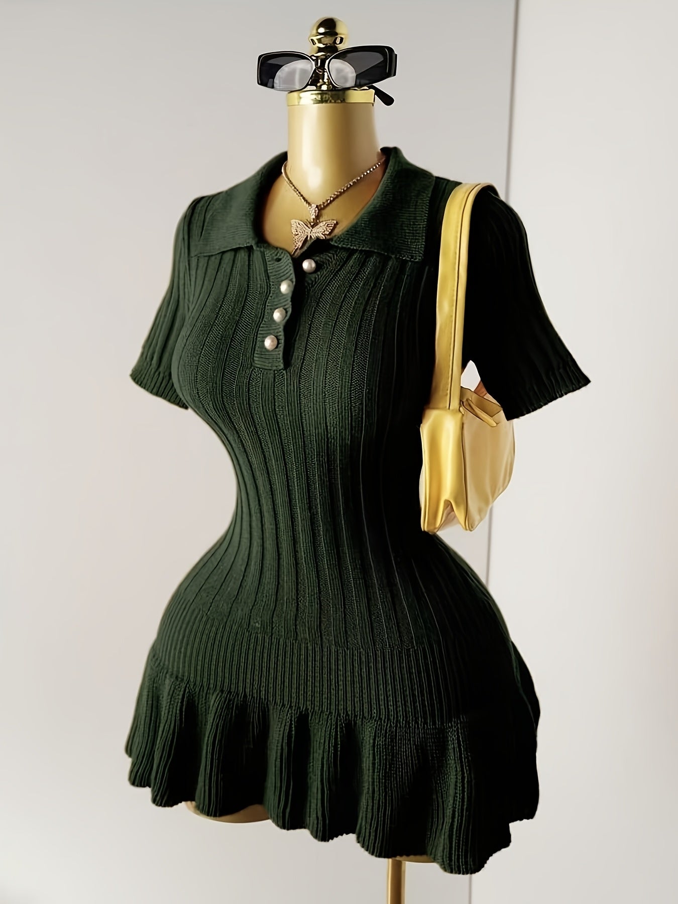 [Sexy Minimalist] Short Sleeve Sweater Dress