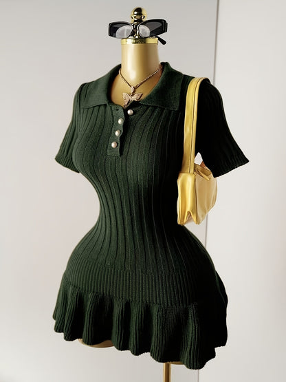 [Sexy Minimalist] Short Sleeve Sweater Dress