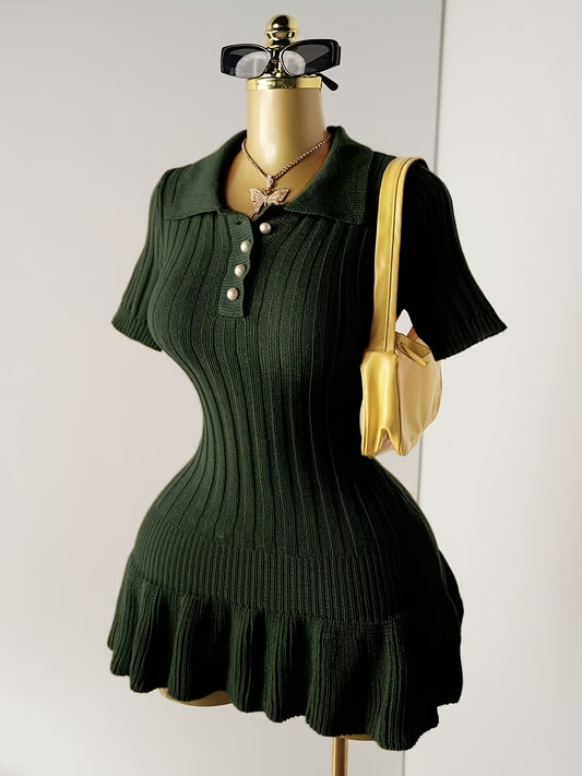 [Sexy Minimalist] Short Sleeve Sweater Dress