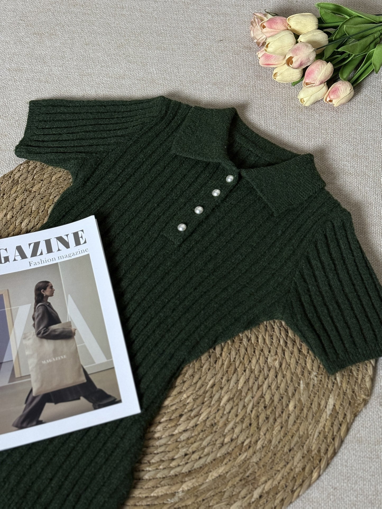 [Sexy Minimalist] Short Sleeve Sweater Dress