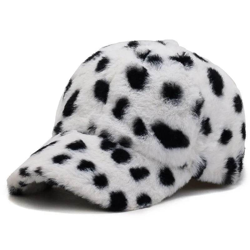 Leopard Print Fleece Baseball Cap - Winter Style - Dabfavshop